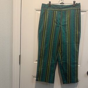 Worthington Teal Green & Yellow Striped mid calf